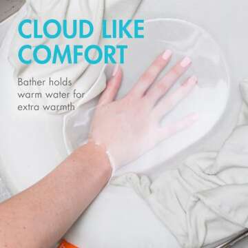 Boon Puff+ Inflatable Baby Bather - Infant Bathtub Includes Microfleece Cover, Swaddle Wings, and Storage Bag – Inflatable Baby Bathtub for Newborns and Infants