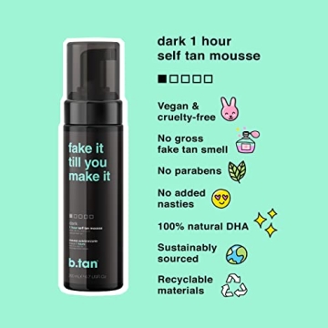 b.tan Dark Self Tanner Mousse for Perfect Sunless Tan