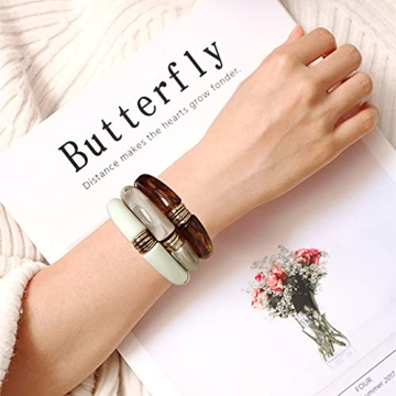 GOOJIDS Colorful Beaded Gold Bangles Bracelet Set