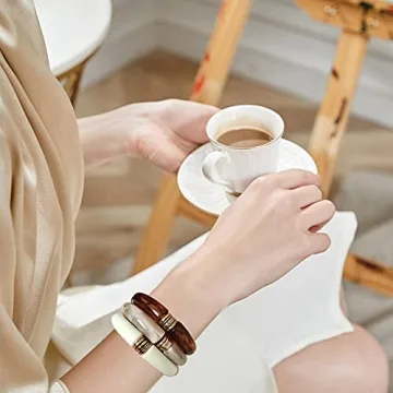 GOOJIDS Colorful Beaded Gold Bangles Bracelet Set