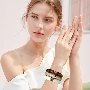 GOOJIDS Colorful Beaded Gold Bangles Bracelet Set