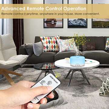 URPOWER 1000ml Essential Oil Diffuser, Remote Control Humidifiers Aroma Diffuser Ultrasonic Diffusers for Essential Oils Running 20 Hours with Adjustable Mist Mode/4 Timer Settings for Large Room