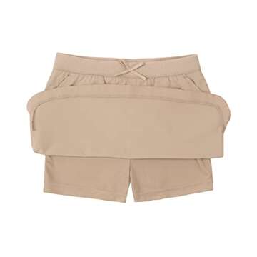 IZOD Girls' School Uniform Pull-On Scooter Skirt, Khaki, 8