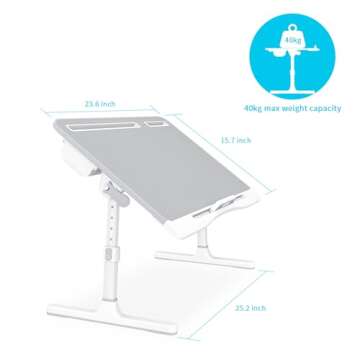 KLEAR Adjustable Laptop Bed Tray Desk with Storage