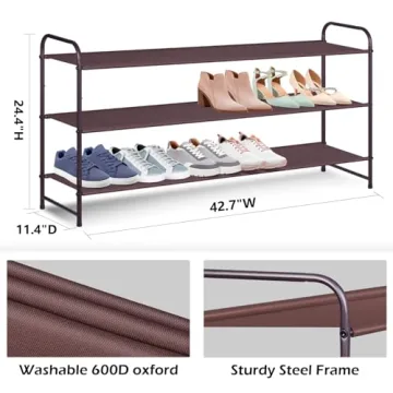 Large AOODA 3-Tier Shoe Rack with Stackable Design