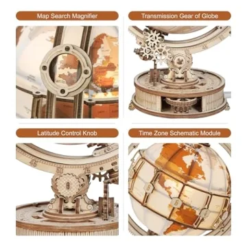 ROKR 3D Wooden Globe Puzzle with LED for Adults