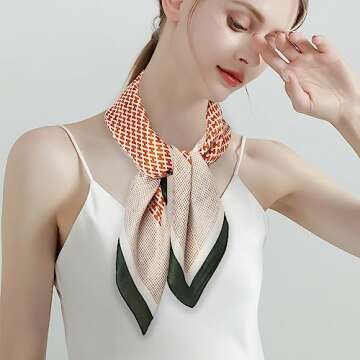 EXTREE Fashion Silky Satin Headscarf for Women Girls: Exquisite Pattern Lightweight Silk Graceful Scarfs 27.5 x 27.5 inches