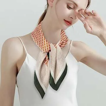 EXTREE Fashion Silky Satin Headscarf for Women Girls: Exquisite Pattern Lightweight Silk Graceful Scarfs 27.5 x 27.5 inches