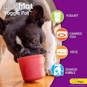 Lickimat LICKIMAT Yoggie Pot - Distraction, Fun and Enrichment. Long Lasting Rubber Licking Treat Dispenser for All Dog Sizes and Slow Feeder for Small Dogs.