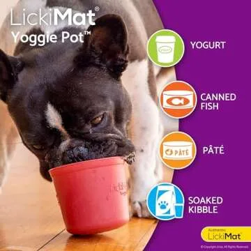 Lickimat LICKIMAT Yoggie Pot - Distraction, Fun and Enrichment. Long Lasting Rubber Licking Treat Dispenser for All Dog Sizes and Slow Feeder for Small Dogs.