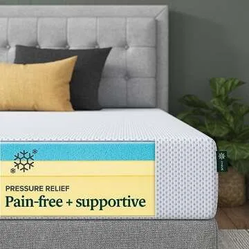 ZINUS 8 Inch Green Tea Cooling Gel Memory Foam Mattress, Twin, Fiberglass Free, Cooling Gel Foam, Pressure Relieving, CertiPUR-US Certified, Mattress in A Box, White