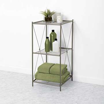 Zenna Home Floor Stand, 3 Shelves, for Bathroom, Bedroom, Utility Room Storage Rack, Cross-Style Des...