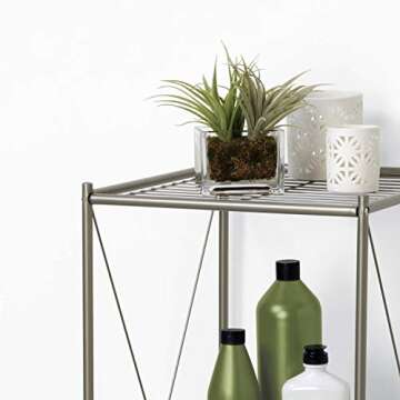 Zenna Home Floor Stand, 3 Shelves, for Bathroom, Bedroom, Utility Room Storage Rack, Cross-Style Design, Easy to Assemble, Satin Nickel