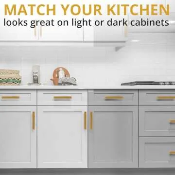 Mega Handles 12 Pack I Cabinet Pulls 5.5 Inch, Stainless Steel Cabinet Handle Pulls I Ideal for Kitchen Drawer, Cabinets, Door, Cupboard I Hardware for Cabinets - Hole Distance 5 Inch - Satin Brass