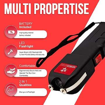 Avenger Defense Stun Gun for Self Defense with LED Flashlight & Self Defense Tactical Heavy Duty Fla...