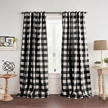 Elrene Home Fashions Farmhouse Living Grainger Buffalo-Check Blackout Window Curtain, Living Room an...