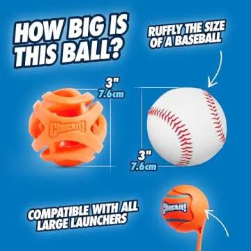 Chuckit! Air Fetch Ball Dog Toy - Size Large - For Dogs 60-100 lbs - Bouncy and Durable - Hollow Design - 3-inch Diameter - Pack of 1