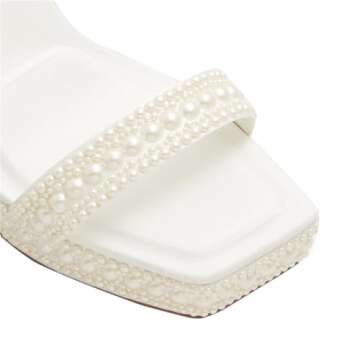 Goolita Womens Open Toe Pearl Platform Heels For Women Chunky Buckle Ankle Strap Wedding Heeled Sand...