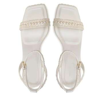 Goolita Womens Open Toe Pearl Platform Heels For Women Chunky Buckle Ankle Strap Wedding Heeled Sandals Dress Evening Bride Bridal Shoes