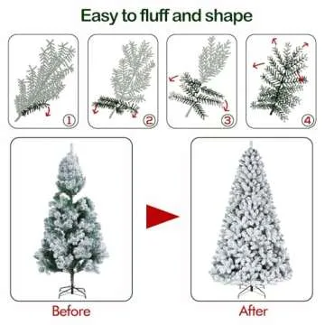 Hykolity 6.5 ft Snow Flocked Christmas Tree Prelit