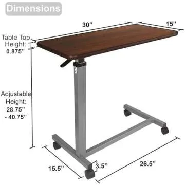 Vaunn Adjustable Overbed Table with Wheels for Home Use