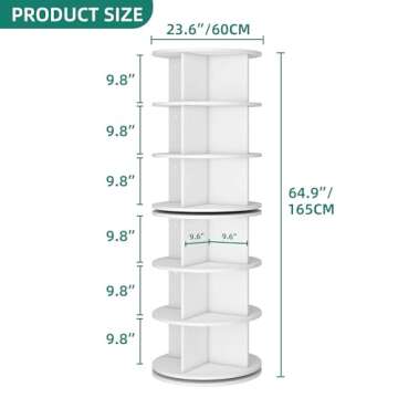YITAHOME 6 Tier Rotating Shoe Rack Tower, Free Standing 360° Revolving Shoe Organizer, Lazy Susan S...