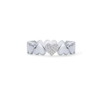 PAVOI Rhodium Plated Heart Stackable Ring for Women | Love Valentines Statement Rings | Size 9