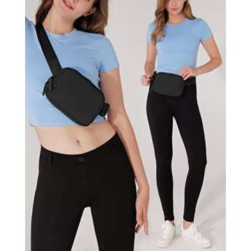 AslabCrew 2-Way Zipper Unisex Belt Bag with Adjustable Strap Fanny Packs Mini Waist Pouch for Outdoo...