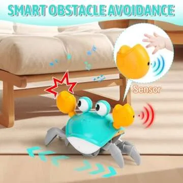 Crawling Crab Baby Toy Infant: Tummy Time Toys for Babies 3 6 9 12 18 24 36 Months, Walking Dancing Sensing Crab for Toddler 1 2 3 4 Year Old, 1st Music Birthday Gifts for Boys Girls