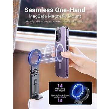 PROfezzion Magnetic Airplane Phone Holder for MagSafe, iPhone 16, 15, 14, 13, 12 & All Phones, Hands...