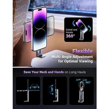 PROfezzion Magnetic Airplane Phone Holder for MagSafe, iPhone 16, 15, 14, 13, 12 & All Phones, Handsfree Phone Mount for Seat Tray Table, Pocket Size Travel Essentials Must Have Accessories for Flying