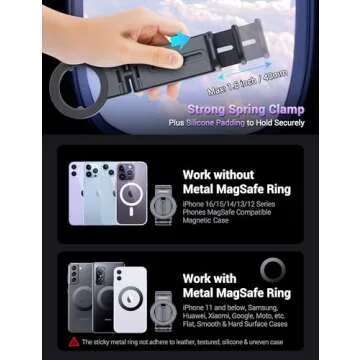 PROfezzion Magnetic Airplane Phone Holder for MagSafe, iPhone 16, 15, 14, 13, 12 & All Phones, Handsfree Phone Mount for Seat Tray Table, Pocket Size Travel Essentials Must Have Accessories for Flying