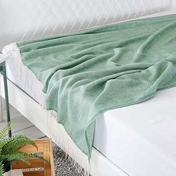 BOURINA Cozy Herringbone Throw Blanket for Home Decor