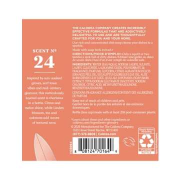 Caldrea Dish Soap, Biodegradable Dishwashing Liquid made With Soap Bark And Aloe Vera, Tangelo Palm ...