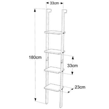 Haotian Ladder Shelves, 4-Tier Storage Display Organizer Rack, Wall-Leaning Bookshelf, Wooden Wall Shelf for Bathroom Living Room Study Room, White FRG15-W