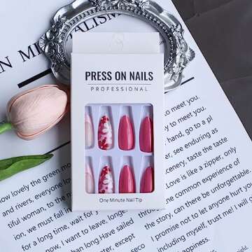 Medium Press on Nails Almond Fake Nails Pink Acrylic Nails with Floral Designs Full Cover Glue on Nails Flower Stick on Nails Summer Daisy Artificial Nails for Women and Girls 24PCS