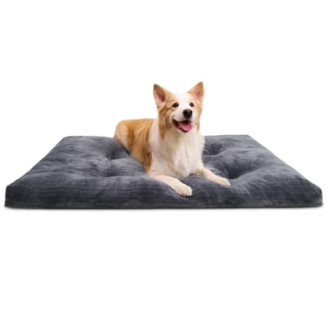Dog Crate Bed Washable Dog Beds for Large Dogs Deluxe Thick Flannel Fluffy Comfy Kennel Pad Anti-Sli...