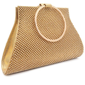 MOSSMON Crystal Clutch Purses for Brides and Bridesmaids - Elegant Gold Wristlet Evening Bag