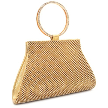 Elegant MOSSMON Crystal Clutch Handbag for Women Gold