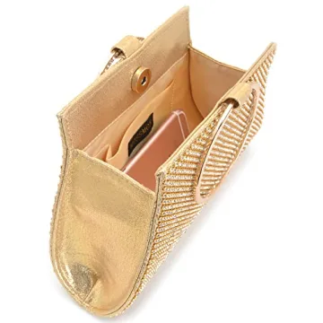 Elegant MOSSMON Crystal Clutch Handbag for Women Gold