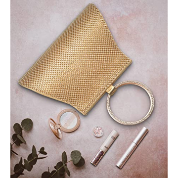 Elegant MOSSMON Crystal Clutch Handbag for Women Gold