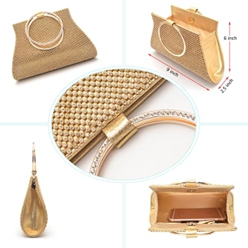 Elegant MOSSMON Crystal Clutch Handbag for Women Gold