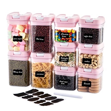 Stylish 10-Piece Airtight Food Storage Container Set in Pink for Kitchen & Pantry Organization