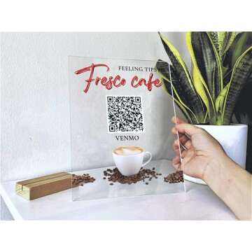 Custom Acrylic Business Decoration Sign - Personalized QR Sign Shop Decor Business Social Media Sign...