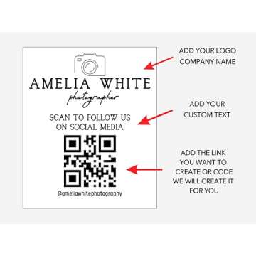 Custom Acrylic Business Decoration Sign - Personalized QR Sign Shop Decor Business Social Media Sign Sign for Business Custom Acrylic Sign Acrylic Sign Logo Table Sign Social Media Sign Qr Code Signs
