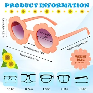 20 Pieces Round Flower Sunglasses Girls Flower Shaped Sunglasses Cute Outdoor Beach Eyewear for Kids (Cute Colors)