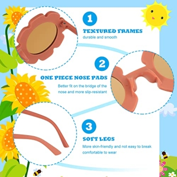 20 Pieces Round Flower Sunglasses Girls Flower Shaped Sunglasses Cute Outdoor Beach Eyewear for Kids (Cute Colors)