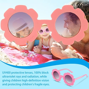20 Pieces Round Flower Sunglasses Girls Flower Shaped Sunglasses Cute Outdoor Beach Eyewear for Kids (Cute Colors)