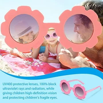 20 Pieces Round Flower Sunglasses Girls Flower Shaped Sunglasses Cute Outdoor Beach Eyewear for Kids (Cute Colors)