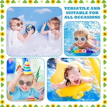 20 Pieces Round Flower Sunglasses Girls Flower Shaped Sunglasses Cute Outdoor Beach Eyewear for Kids (Cute Colors)